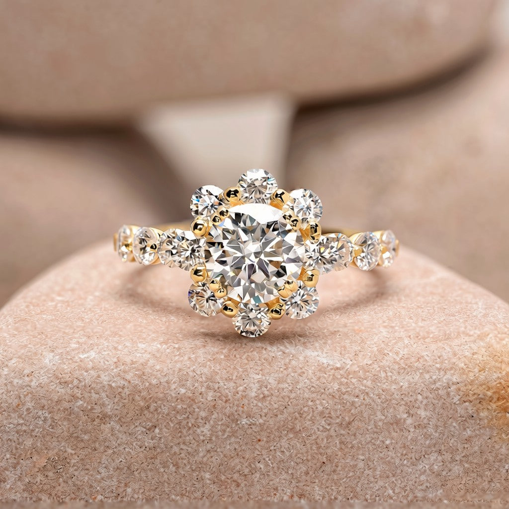 1.5 Carat Center Round Cut Moissanite Diamond Engagement Ring