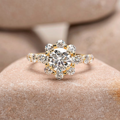 1.5 Carat Center Round Cut Moissanite Diamond Engagement Ring