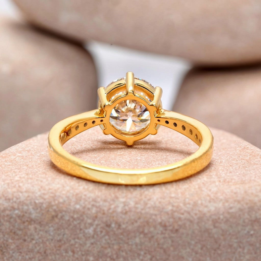2 Carat Center Round Cut Moissanite Diamond Engagement Ring