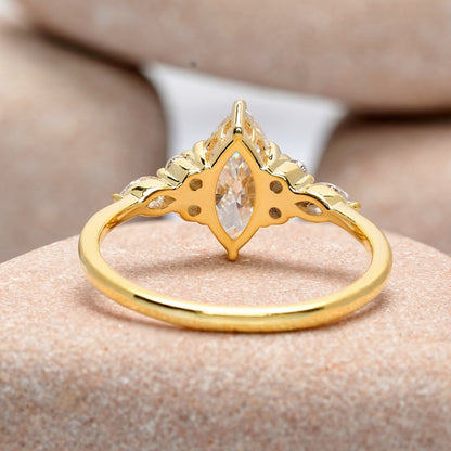 1 Carat Center Marquise Cut Moissanite Diamond Engagement Ring