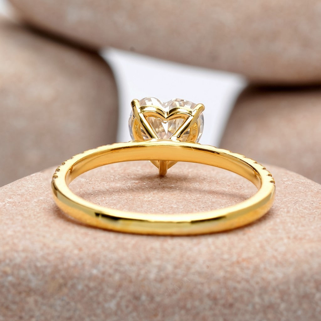 2.5 Carat Center Heart Cut Moissanite Diamond Engagement Ring