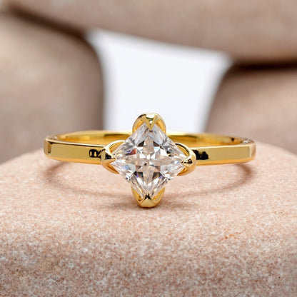 1 Carat Center Princess Cut Moissanite Diamond Engagement Ring