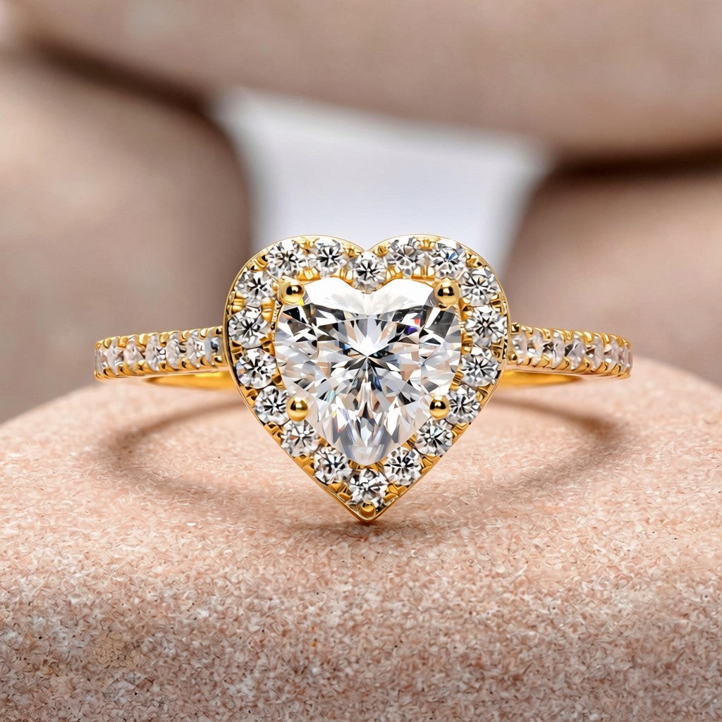 1 Carat Center Heart Cut Moissanite Diamond Engagement Ring
