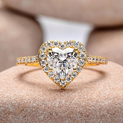 1 Carat Center Heart Cut Moissanite Diamond Engagement Ring