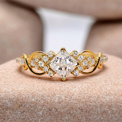 1 Carat Center Princess Cut Moissanite Diamond Enagement Ring