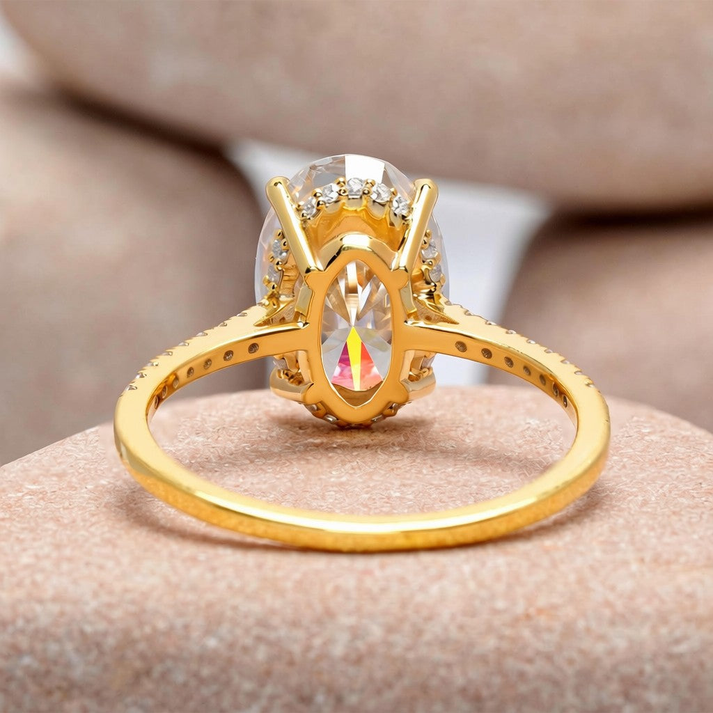 3 Carat Center Oval Cut Moissanite Diamond Engagement Ring