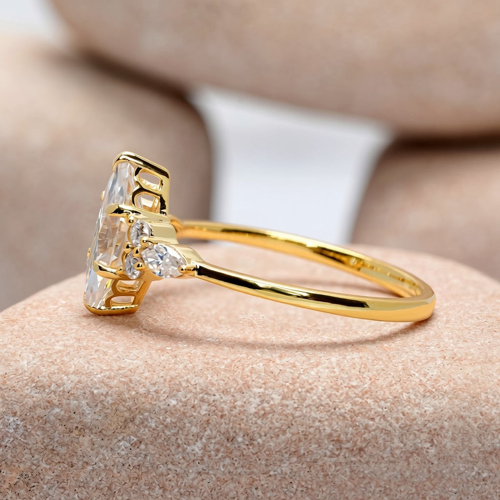 1 Carat Center Marquise Cut Moissanite Diamond Engagement Ring