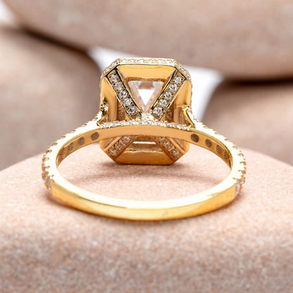 1.5 Carat Center Emerald Cut Moissanite Diamond Engagement Ring