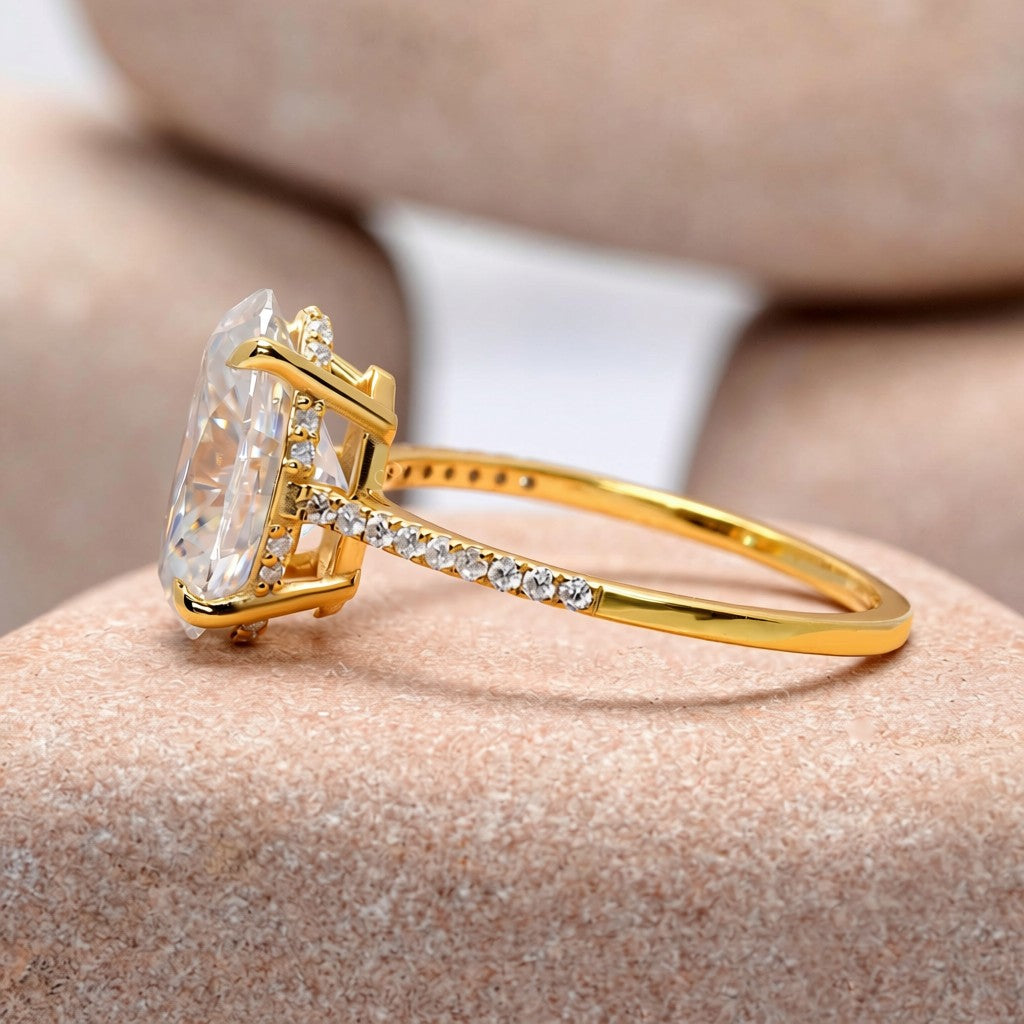 3 Carat Center Oval Cut Moissanite Diamond Engagement Ring