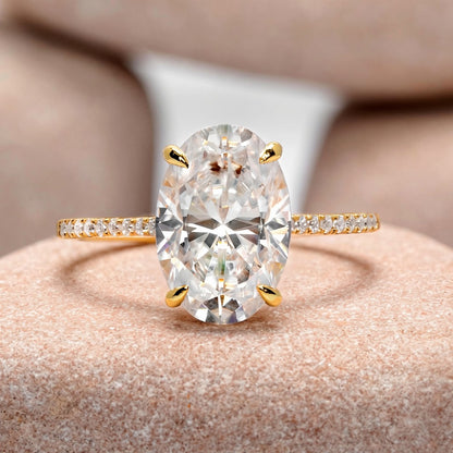 3 Carat Center Oval Cut Moissanite Diamond Engagement Ring