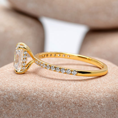 1 Carat Center Radiant Cut Moissanite Diamond Engagement Ring