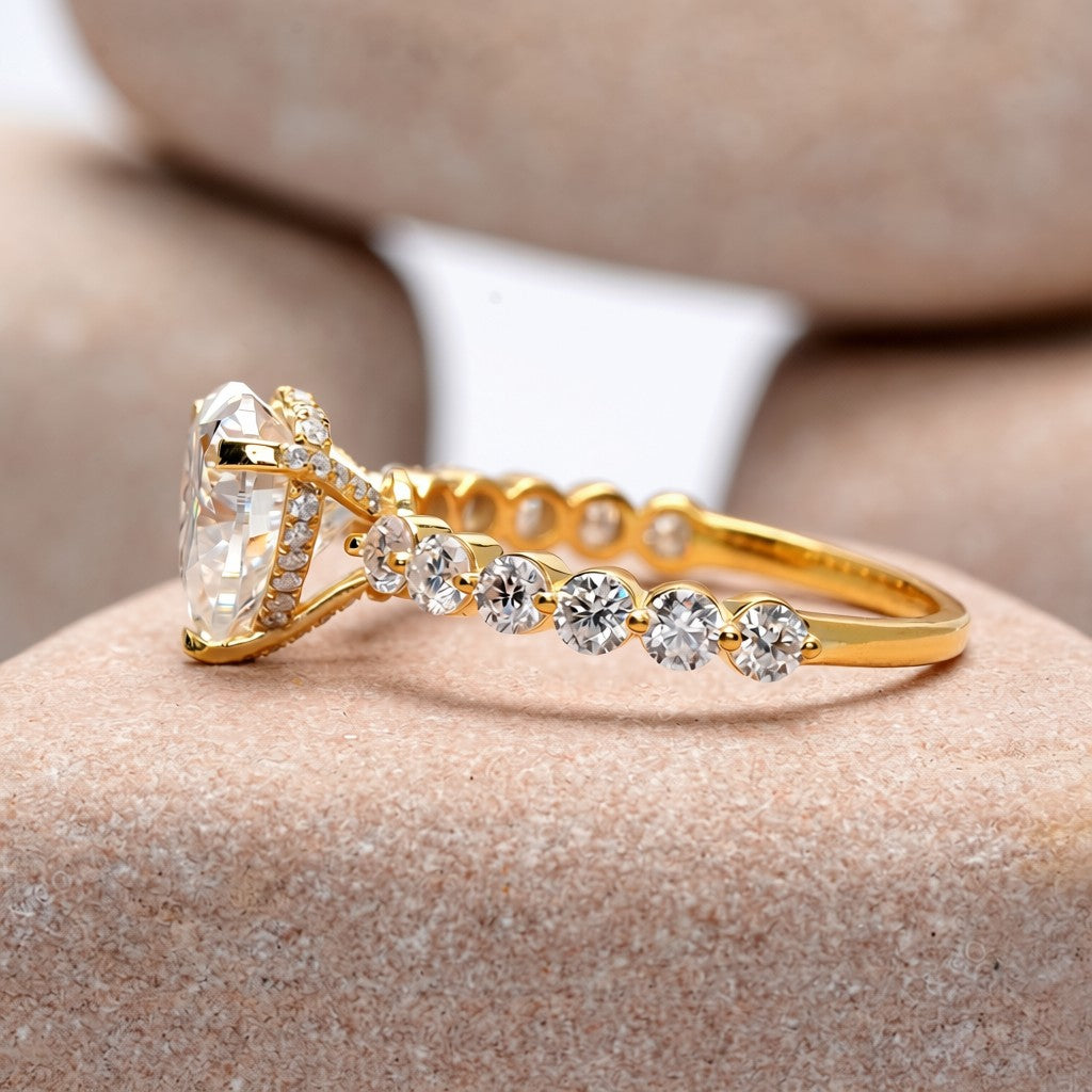 2 Carat Center Heart Cut Moissanite Diamond Engagement Ring