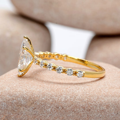 1 Carat Center Marquise Cut Moissanite Diamond Engagement Ring