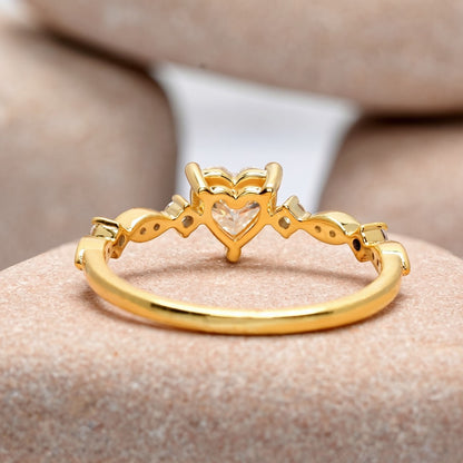 0.75 Carat Center Heart Cut Moissanite Diamond Engagement Ring