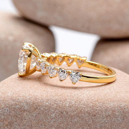 2 Carat Center Heart Cut Moissanite Diamond Engagement Ring