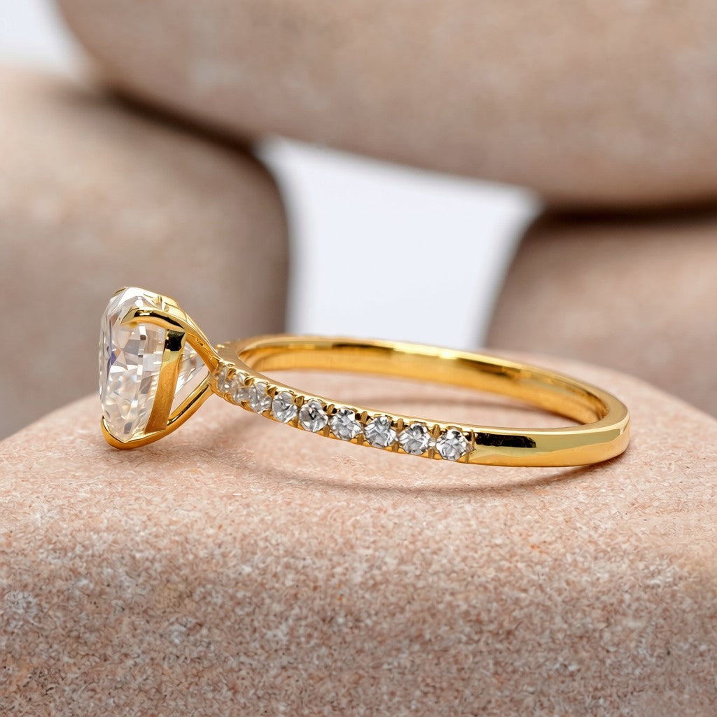 2.5 Carat Center Heart Cut Moissanite Diamond Engagement Ring