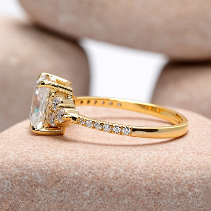 1.5 Carat Center Radiant Cut Moissanite Diamond Engagement Ring