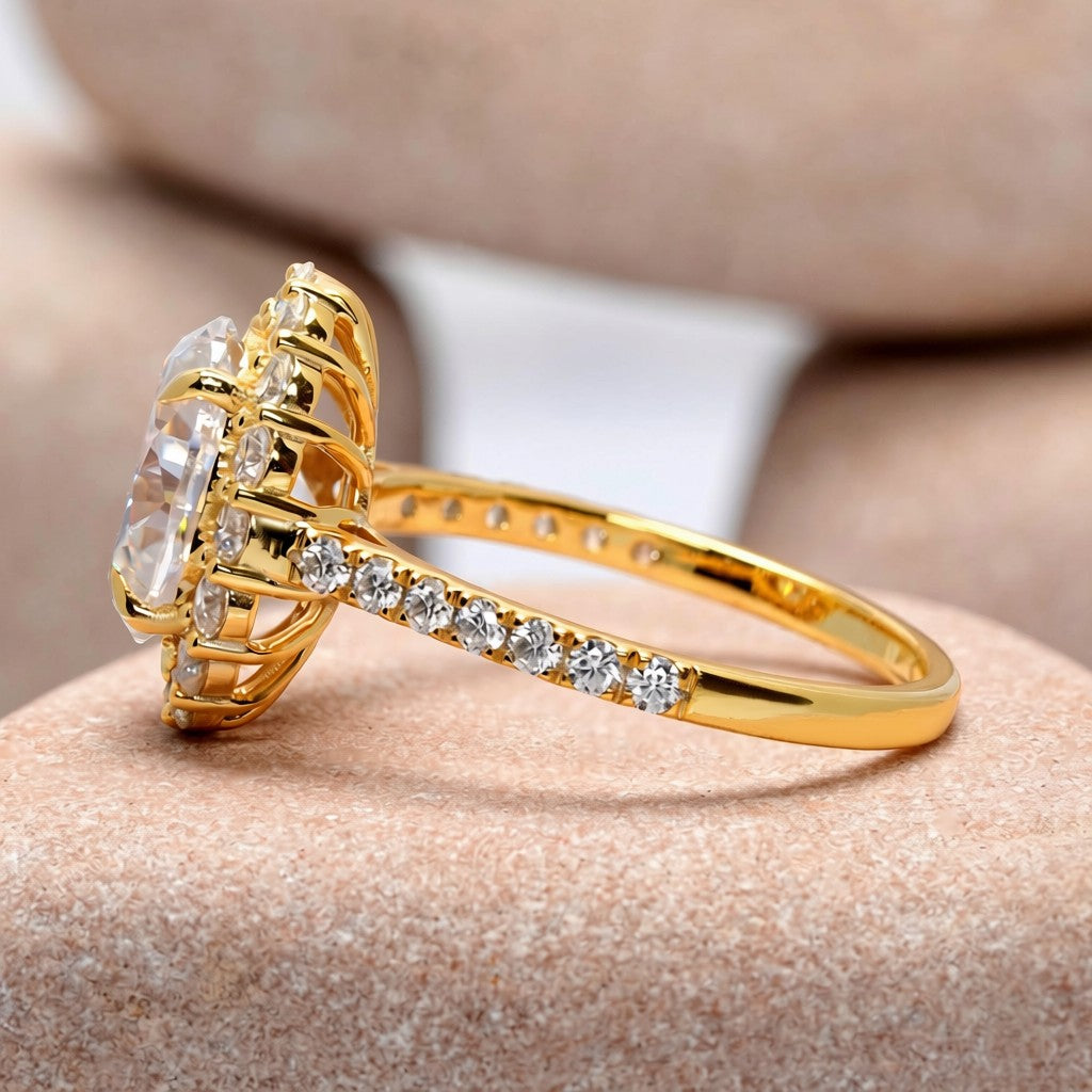 2.5 Carat Center Oval Cut Moissanite Diamond Engagement Ring