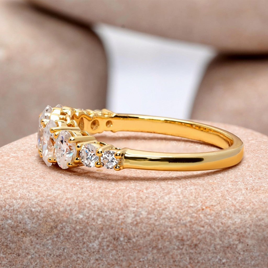 1.30 Carat Round, Oval Cut Moissanite Diamond Engagement Ring