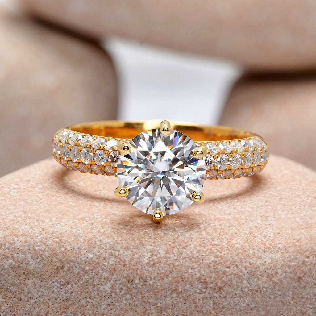 2 Carat Center Round Cut Moissanite Diamond Engagement Ring