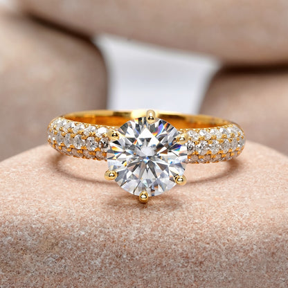 2 Carat Center Round Cut Moissanite Diamond Engagement Ring