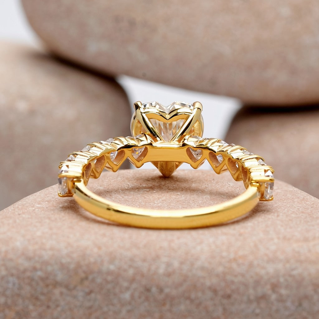 2 Carat Center Heart Cut Moissanite Diamond Engagement Ring