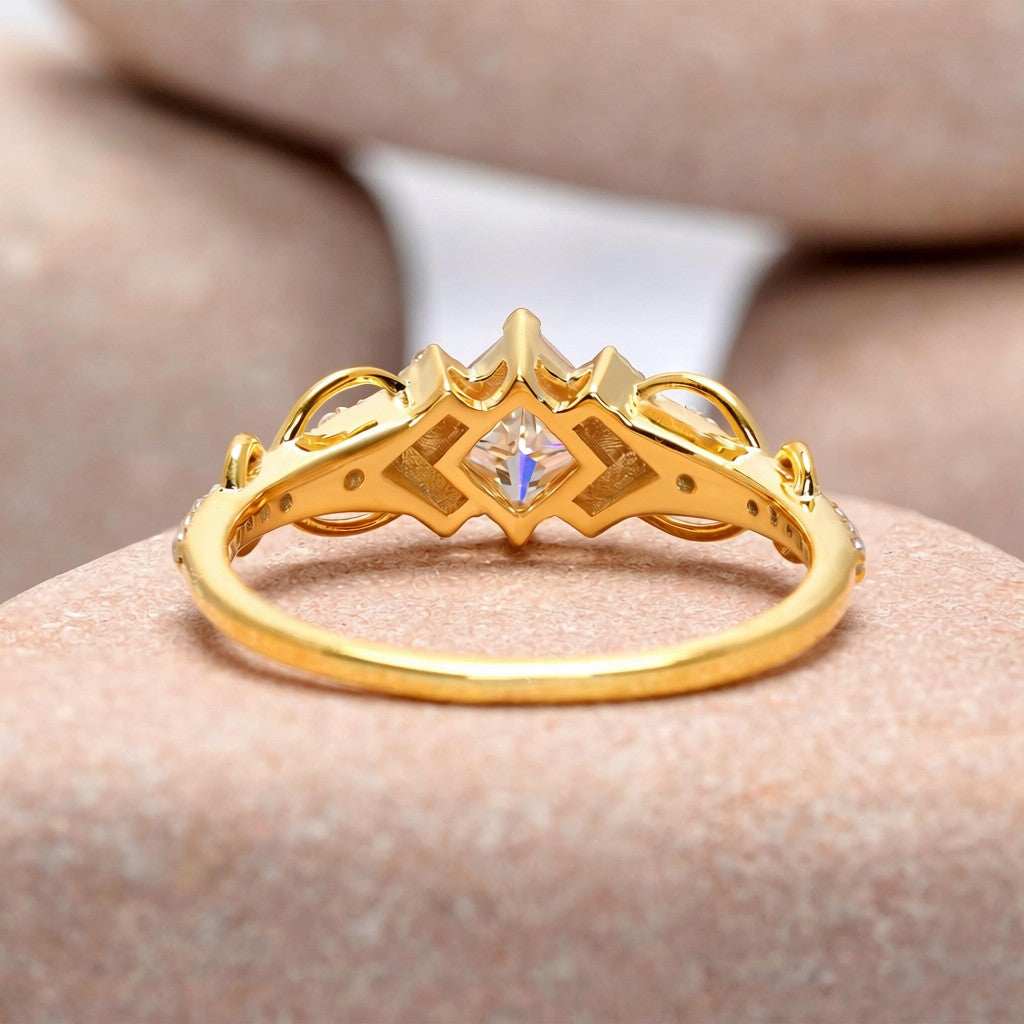 1 Carat Center Princess Cut Moissanite Diamond Enagement Ring