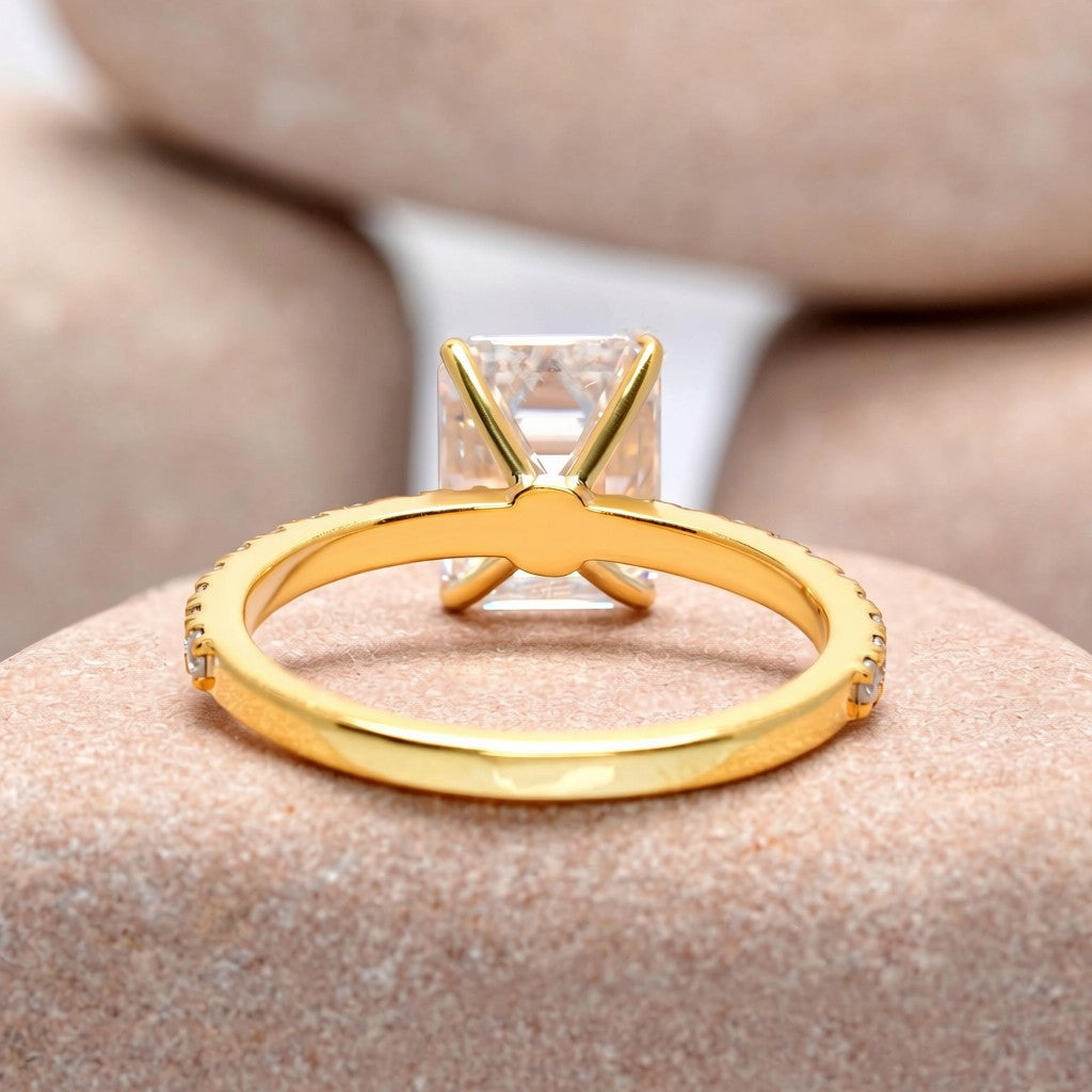 2.5 Carat Center Emerald Cut Moissanite Diamond Engagement Ring