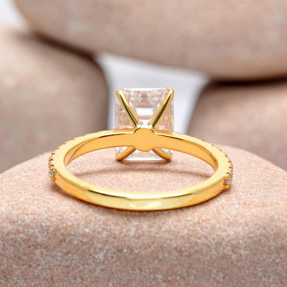 2.5 Carat Center Emerald Cut Moissanite Diamond Engagement Ring