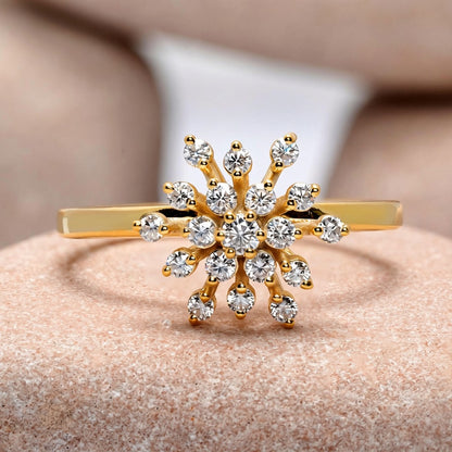 0.30 Carat Round Cut Moissanite Diamond Premium Snow Flake Ring