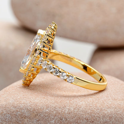 1.5 Carat Center Marquise, Round Cut Moissanite Diamond Engagement Ring