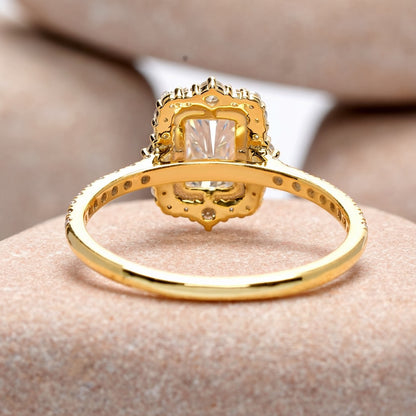 1 Carat Center Radiant, Round Cut Moissanite Diamond Engagement Ring