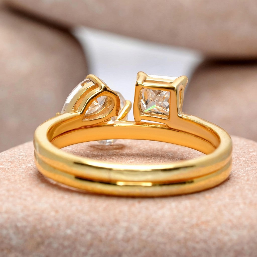 1.30 Carat Three-Stone Moissanite Diamond Ring Set