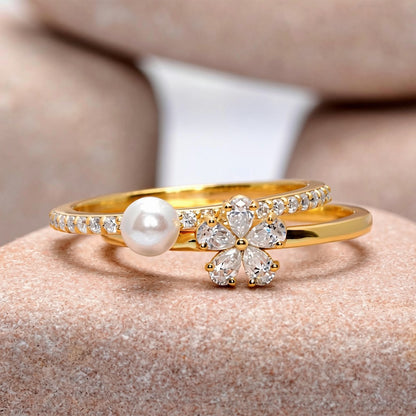 0.80 Carat Pear Cut Moissanite Diamond Pearl Engagement Ring