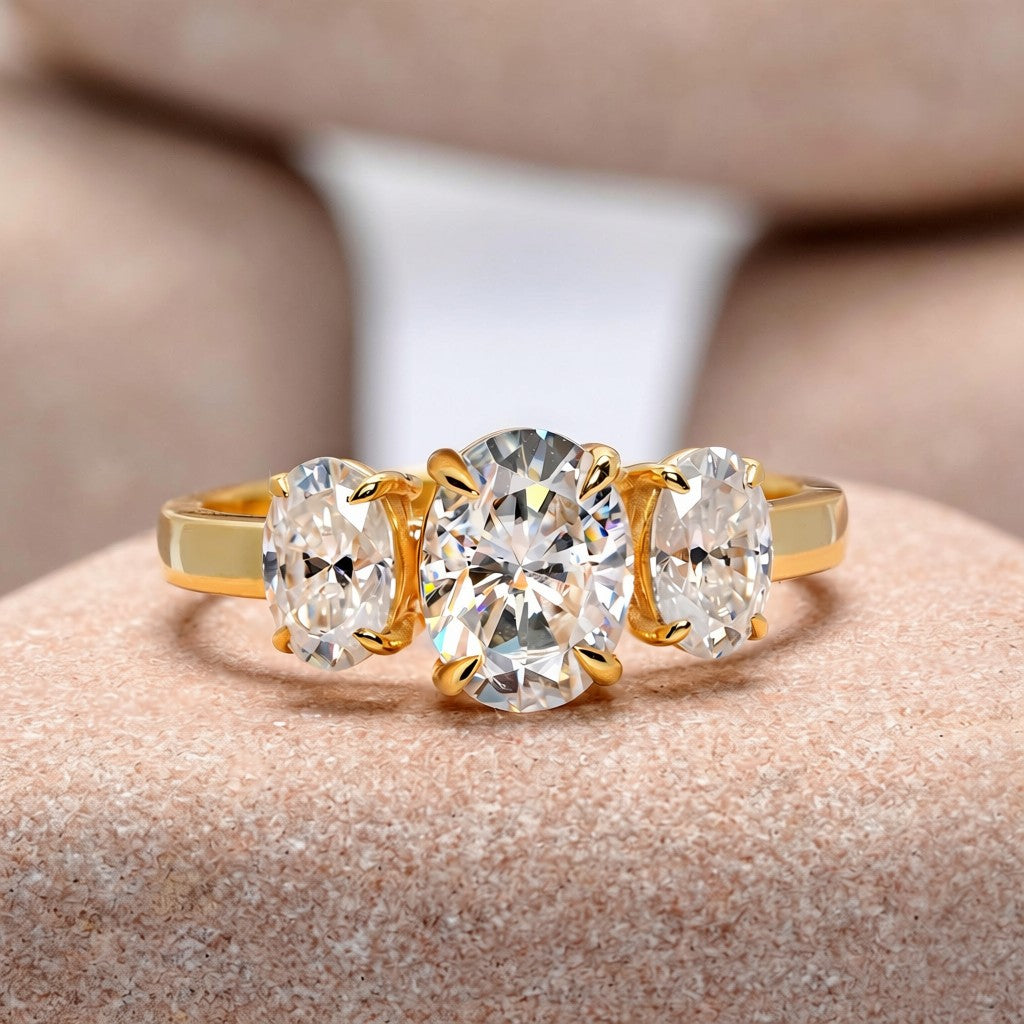 1.5 Carat Center Oval Cut Moissanite Diamond Engagement Ring