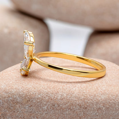 1.10 Carat Pear, Marquise Cut Moissanite Diamond Butterfly Ring