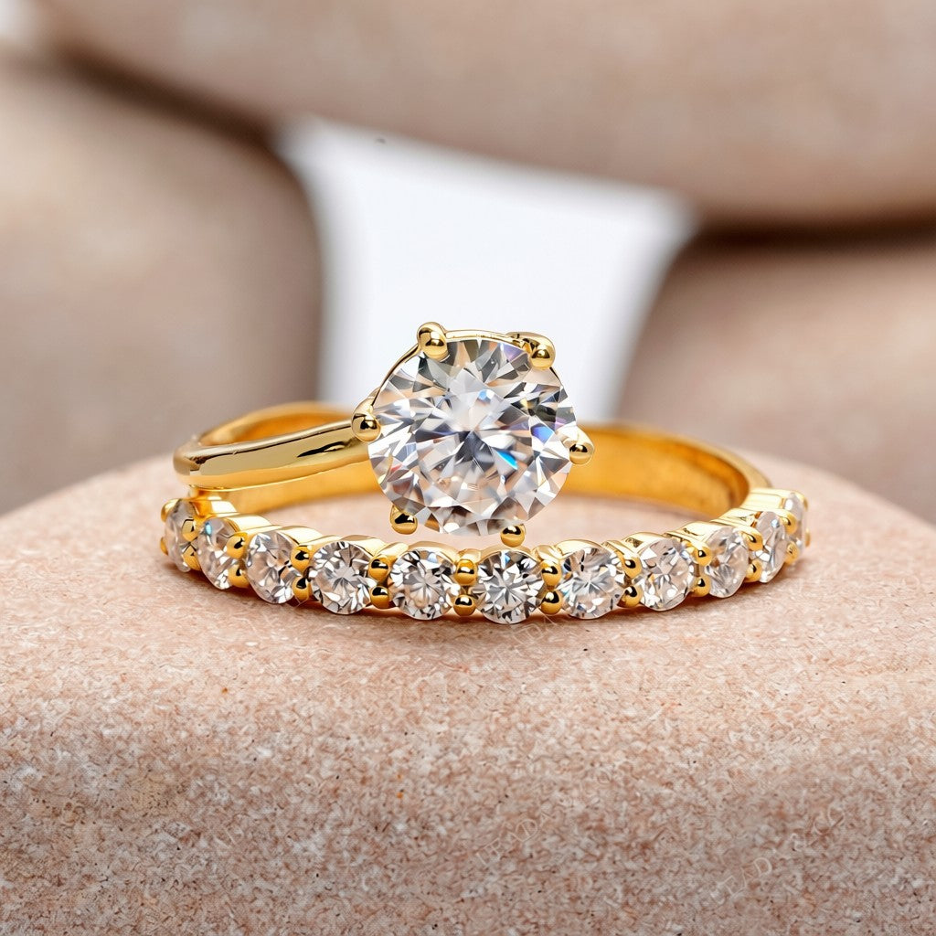 1 Carat Center Round Cut Moissanite Diamond Engagement Ring