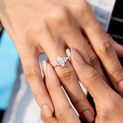1 Carat Center Marquise Cut Moissanite Diamond Engagement Ring