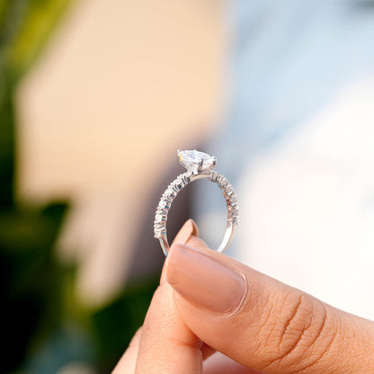 1 Carat Center Marquise Cut Moissanite Diamond Engagement Ring