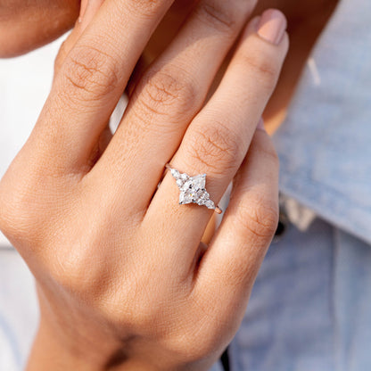 1 Carat Center Marquise Cut Moissanite Diamond Engagement Ring