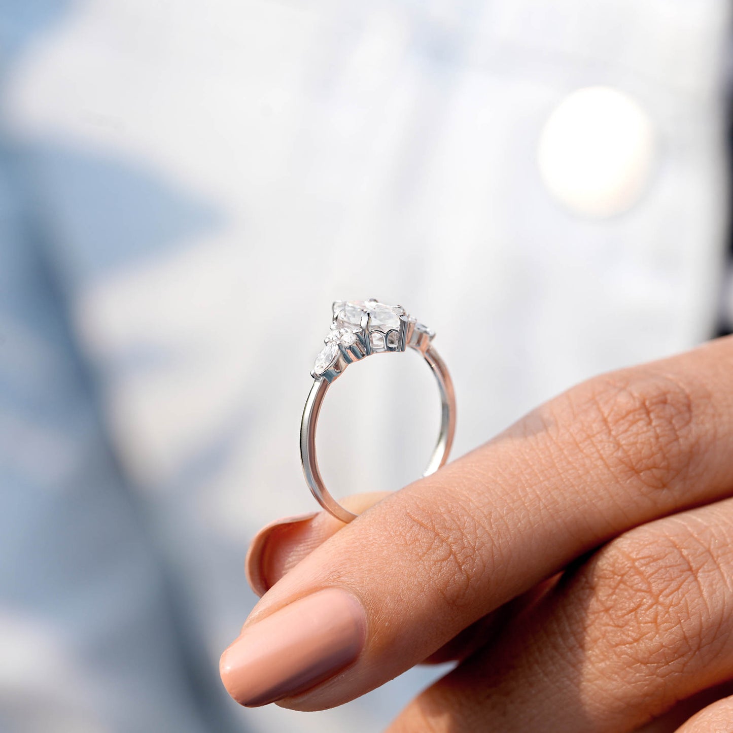 1 Carat Center Marquise Cut Moissanite Diamond Engagement Ring