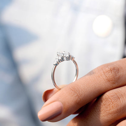 1 Carat Center Marquise Cut Moissanite Diamond Engagement Ring