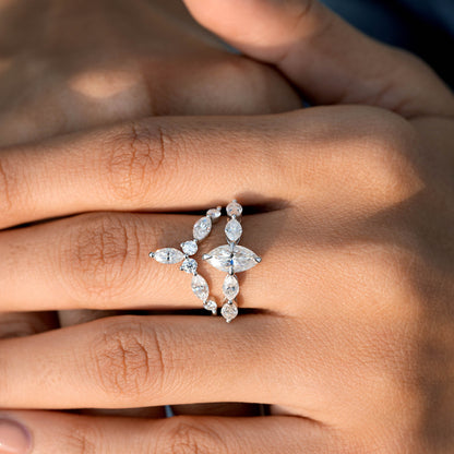 1 Carat Center Marquise Cut Moissanite Diamond Engagement Ring