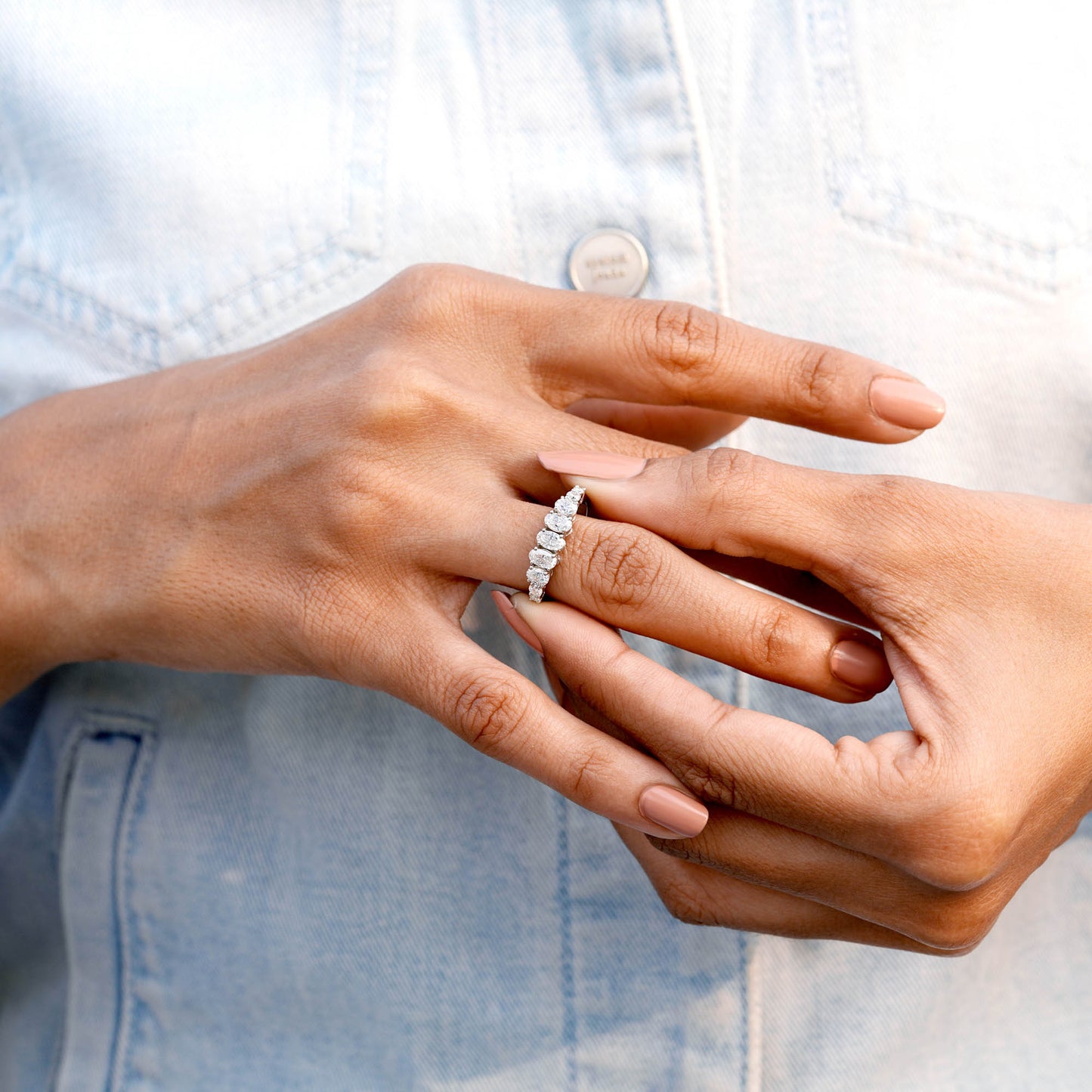 1.30 Carat Round, Oval Cut Moissanite Diamond Engagement Ring