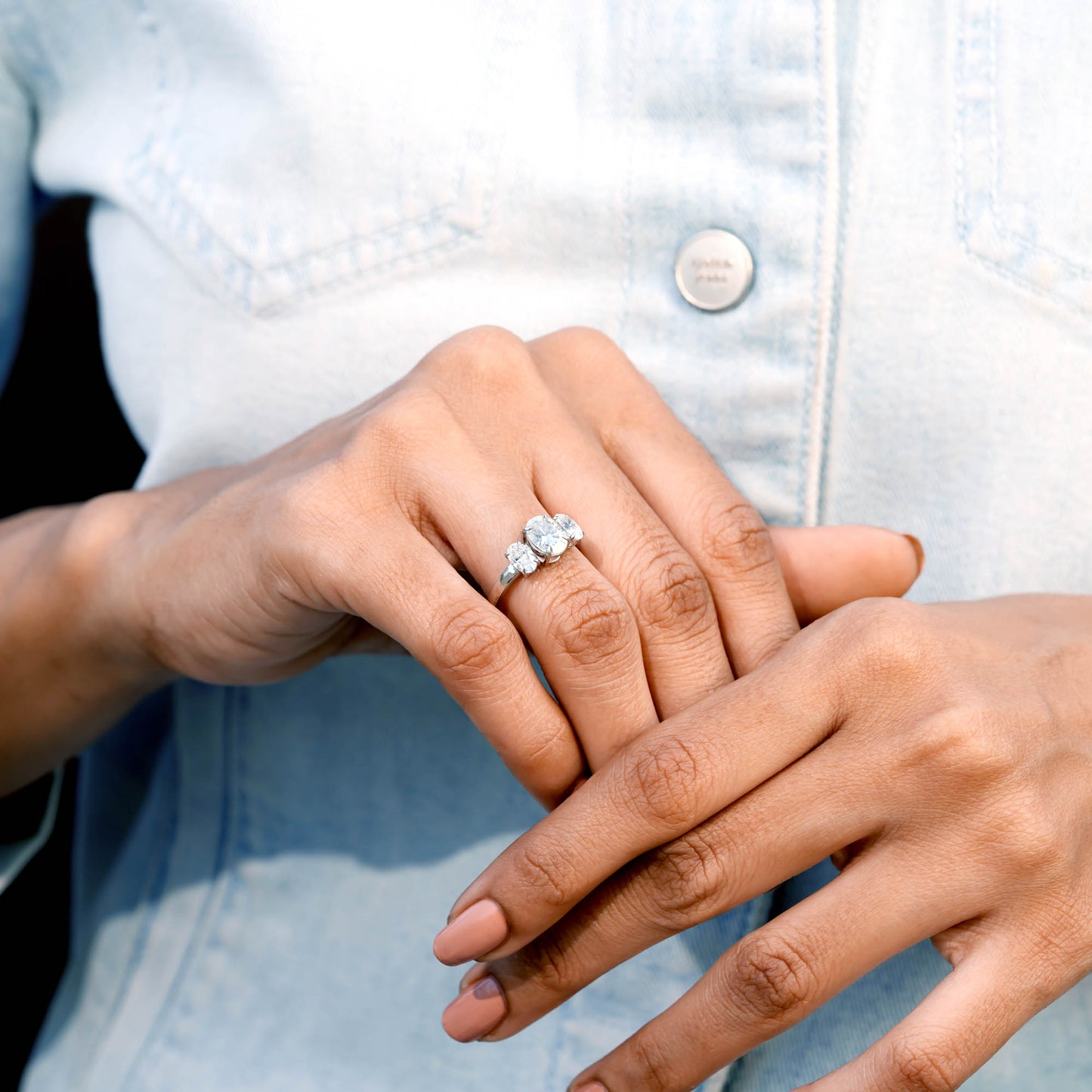 1.5 Carat Center Oval Cut Moissanite Diamond Engagement Ring