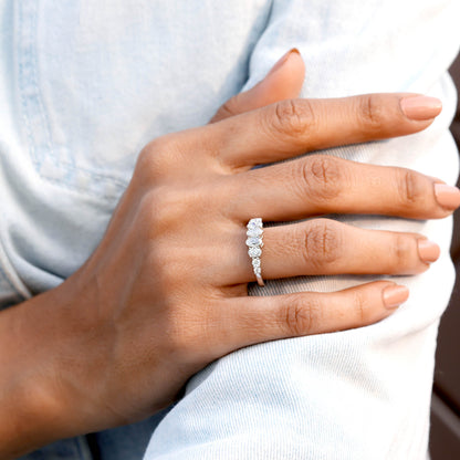 1.30 Carat Round, Oval Cut Moissanite Diamond Engagement Ring