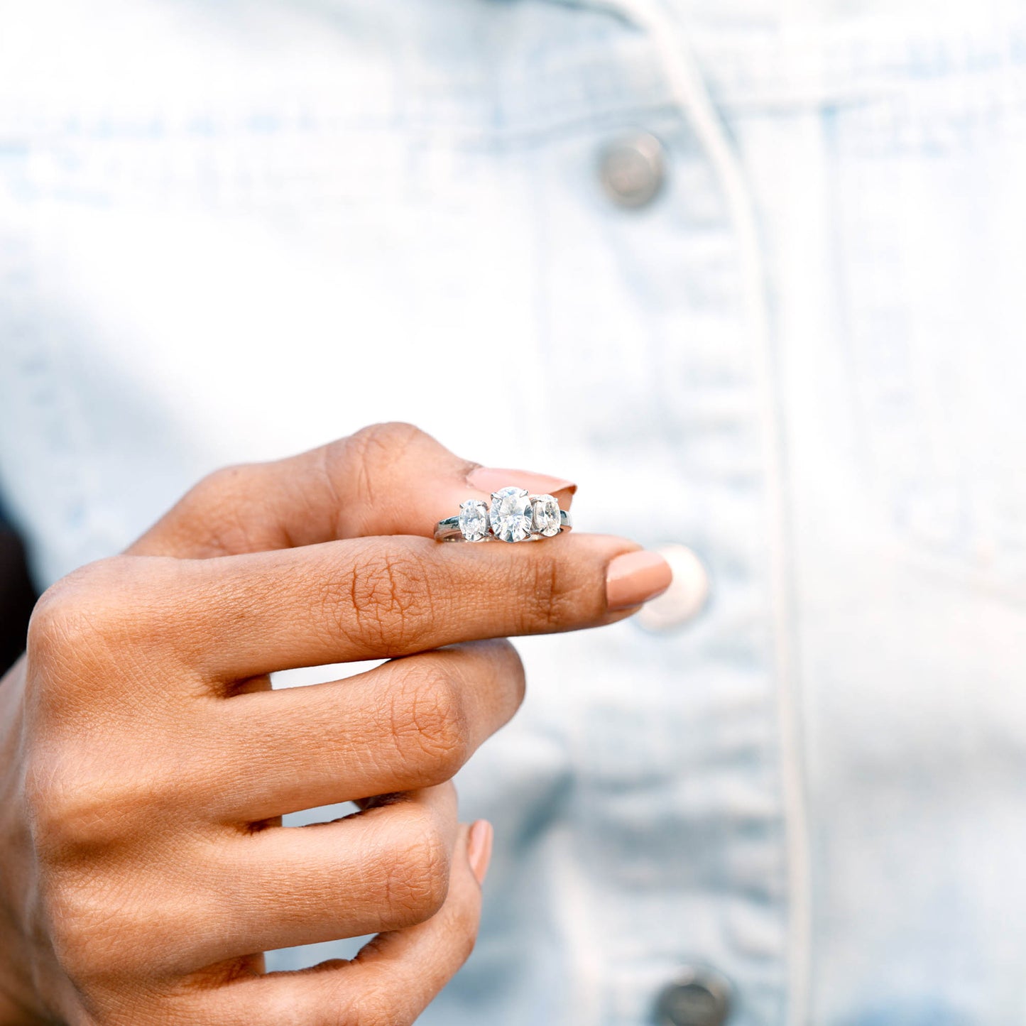 1.5 Carat Center Oval Cut Moissanite Diamond Engagement Ring