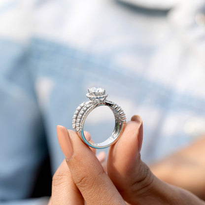 1.5 Carat Center Oval Cut Moissanite Diamond Engagement Ring