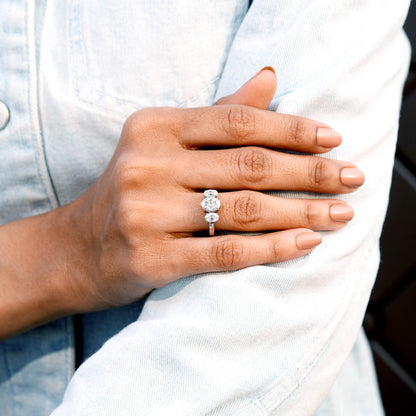 1.5 Carat Center Oval Cut Moissanite Diamond Engagement Ring