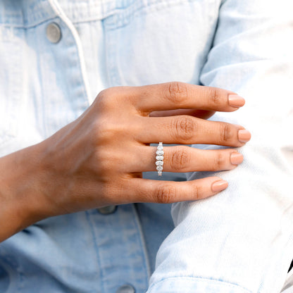 1.30 Carat Round, Oval Cut Moissanite Diamond Engagement Ring